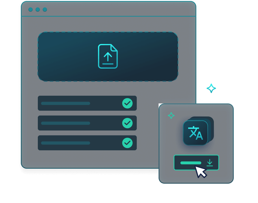 Upload a file for translation and download the finished file