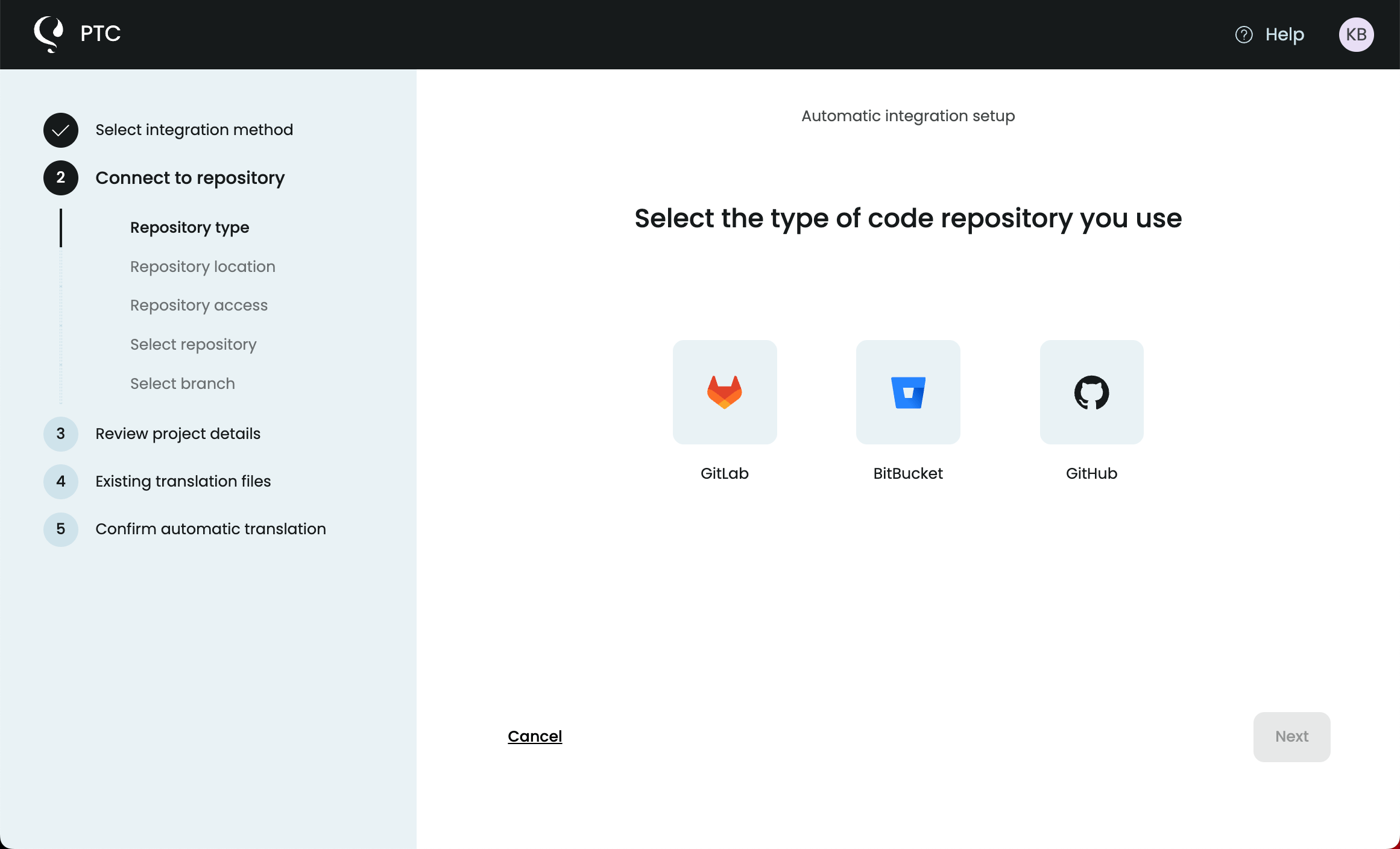 Connecting PTC to a Git repository