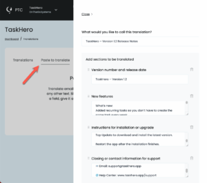 Using Paste to translate to translate other text