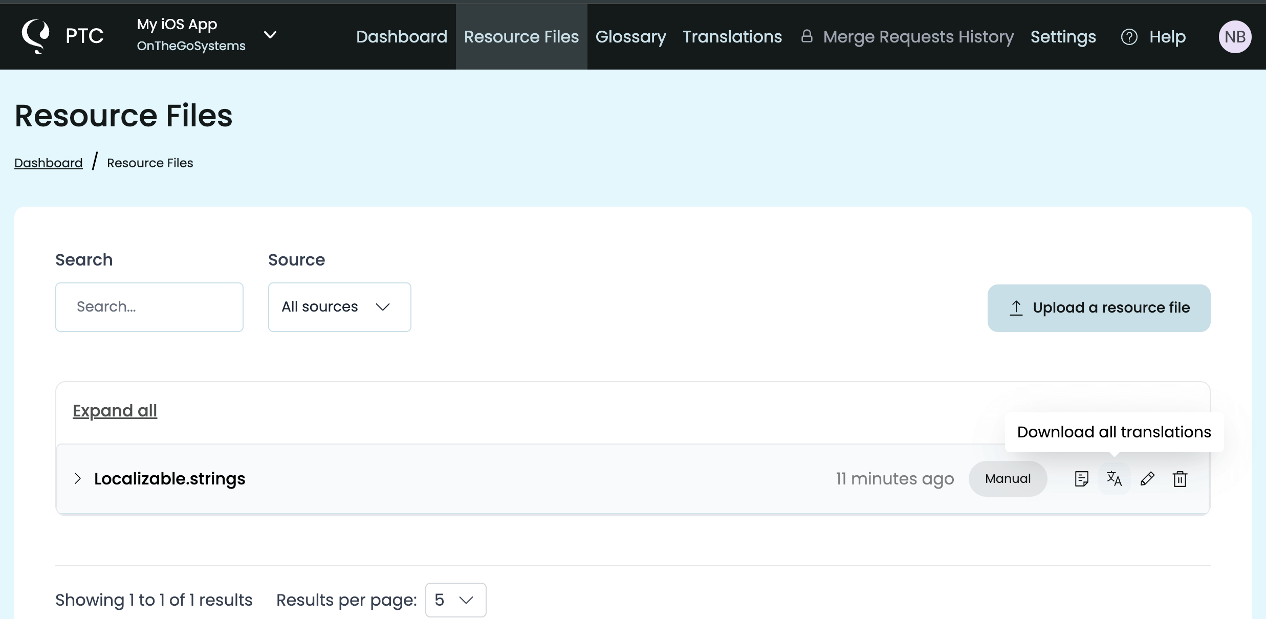 a page in PTC where you can download translations of your iOS files