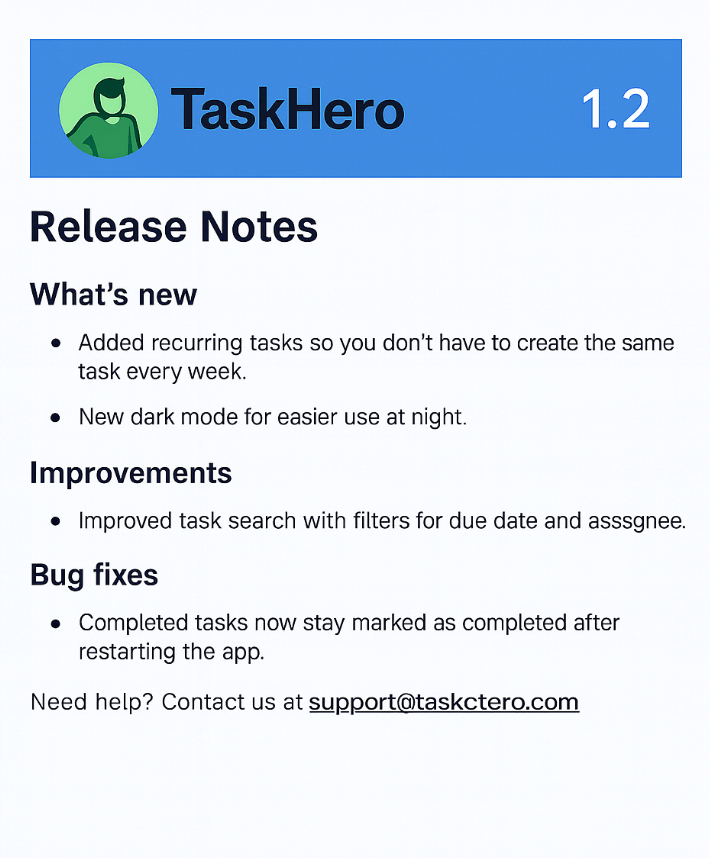 Release notes in English