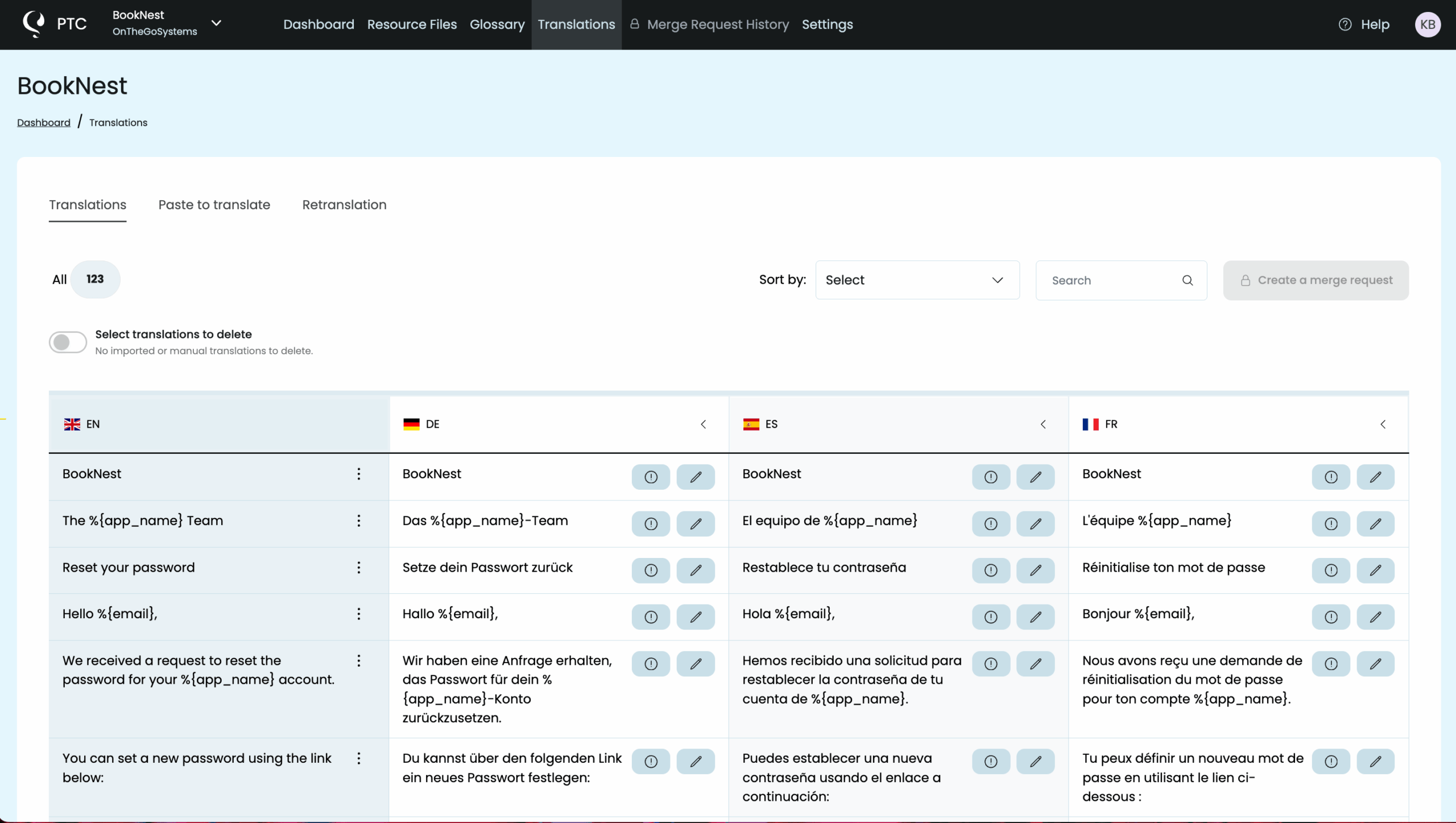 Viewing Ruby app translations in PTC