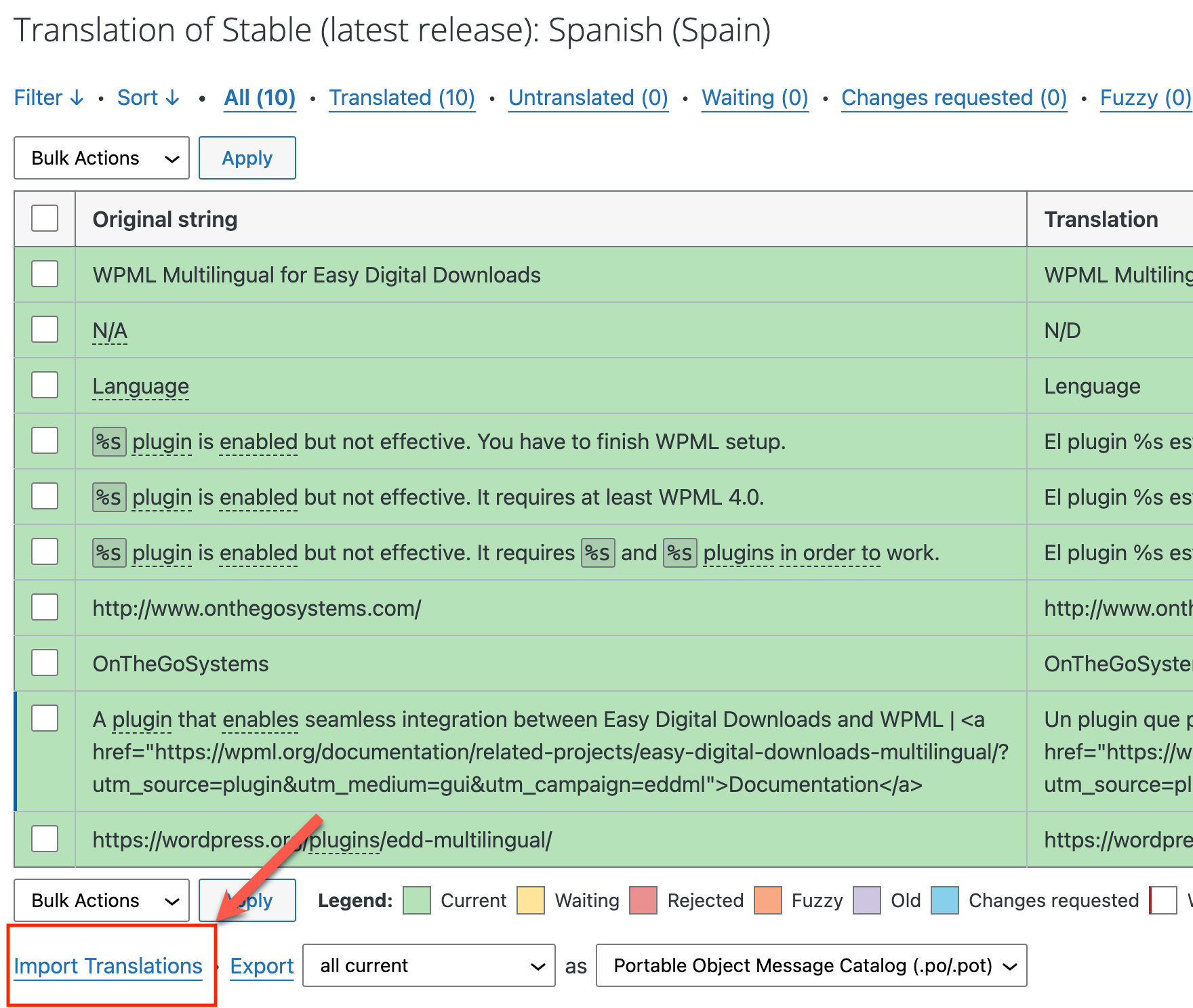 Importing PTC translations into WordPress.org