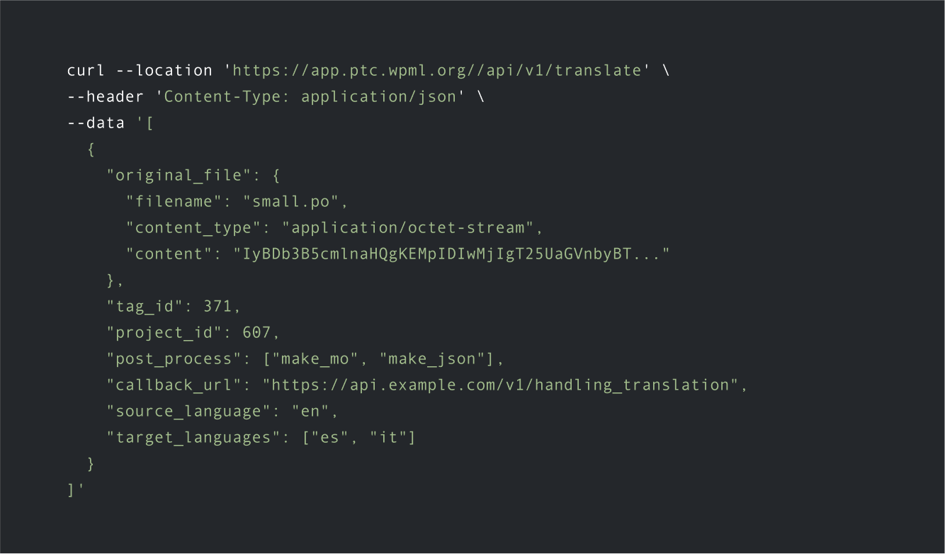 Using API endpoints to get translations