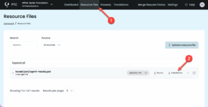 Resource Files tab in PTC