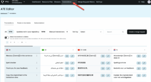 PTC Translations tab