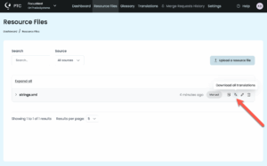 Downloading translated files in PTC