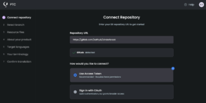 Entering the url for the project in the GitLab repository