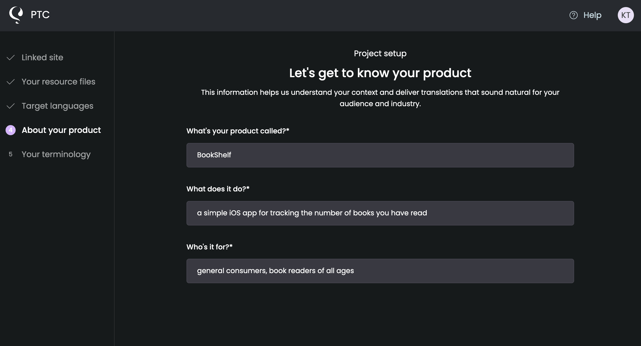 Adding project context in PTC