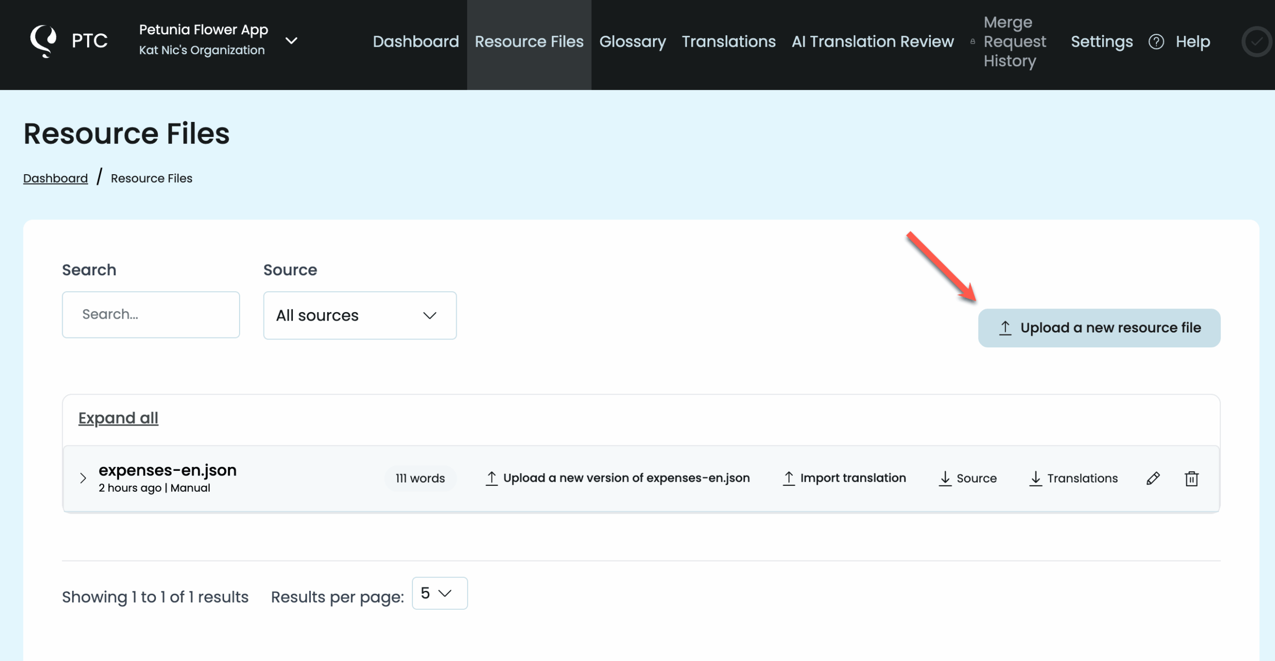 Uploading a new resource file