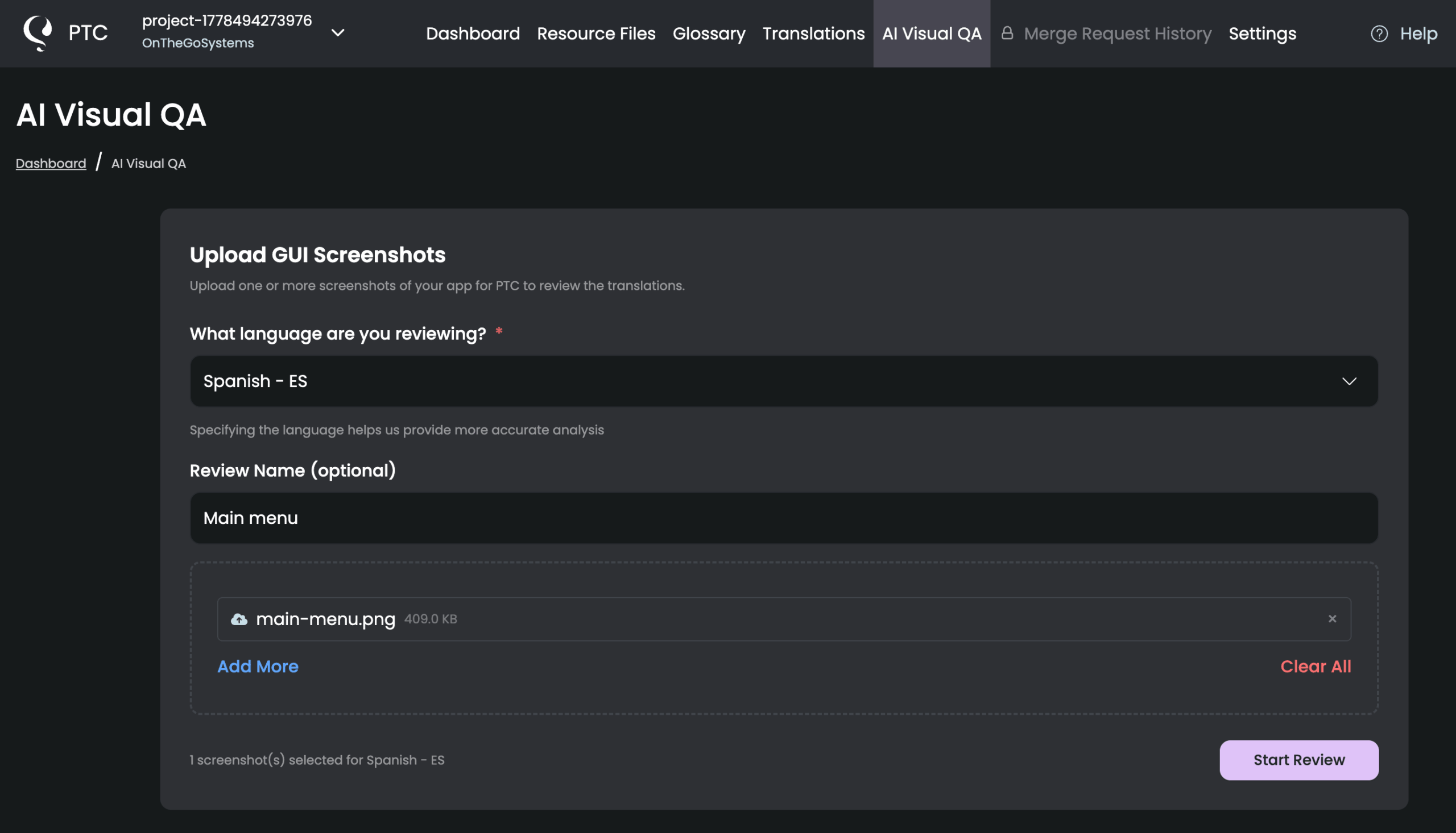 Uploading screenshots in PTC