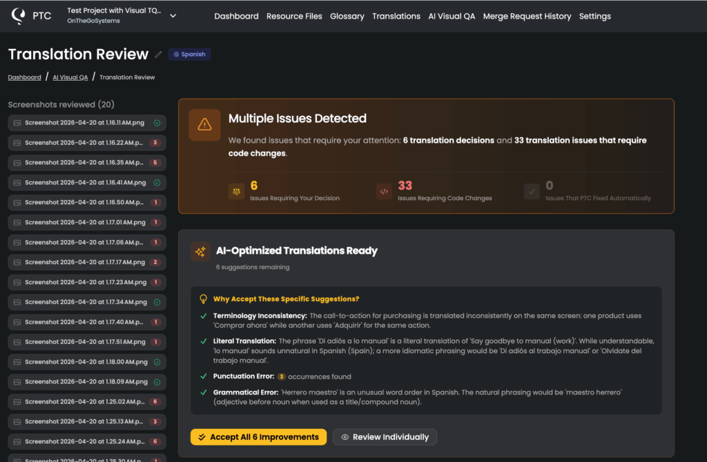 ptc-visual-qa-tab-detected-issue-summary PTC Visual QA